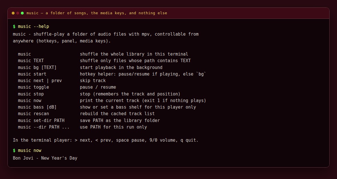 music, at the command line
